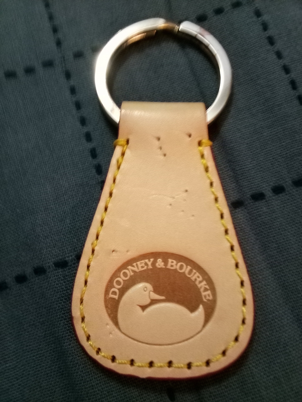 Dooney & Bourke Natural Tan Leather Key Fob with Stitching